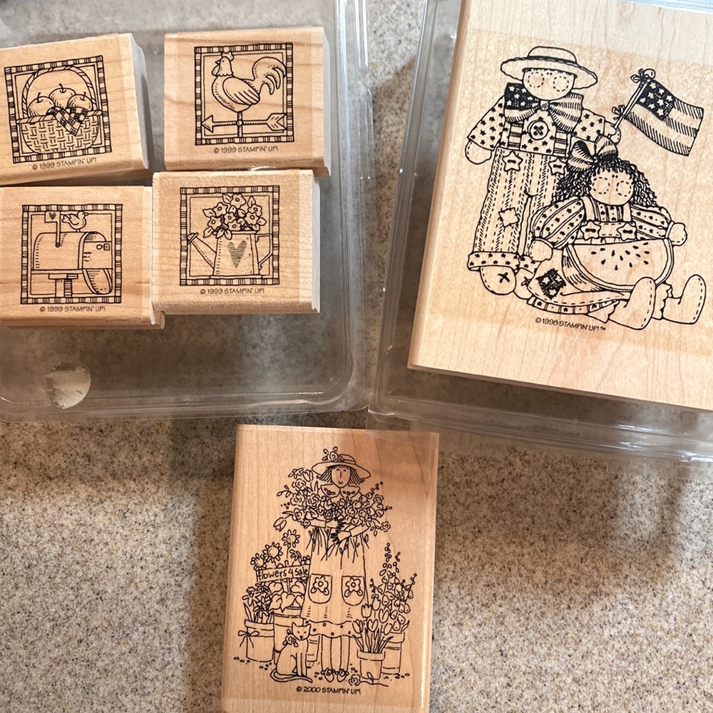 STAMPIN' UP! Rubber Stamp Bundle (Country Collection, Americana Kids, Gardening)